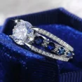 thumbnail image 3 of 3Ct Round Cut Lab Created Diamond & Sapphire Wedding Ring 14k White Gold Plated 925 Sterling Silver For Her, 3 of 4