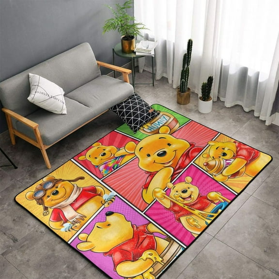 Room Rug Winnie The Pooh Area Rugs Crawling Non-Slip Floor Mat For Playroom Garden Entry Home Decor 60x39 Inch