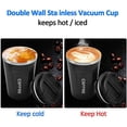 thumbnail image 5 of Taza de café negro. Taza de café reutilizable al vacío de doble pared. Taza de escritorio de viaje ecológica de acero inoxidable, 5 of 5