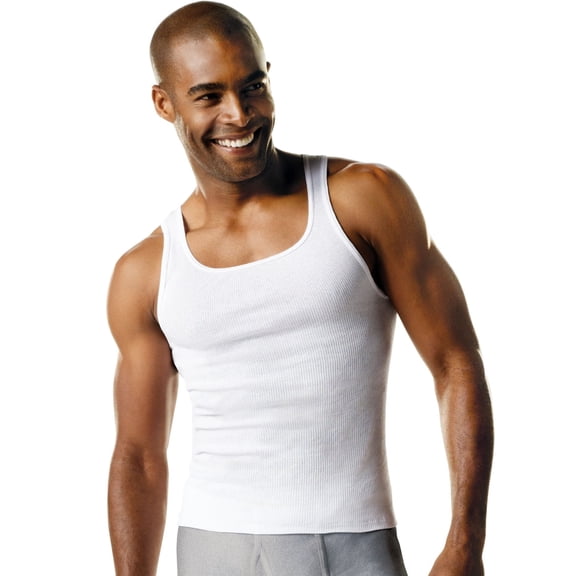 Mens 6-Pack FreshIQ ComfortSoft Tank Top, White, XX-Large