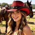 thumbnail image 2 of SRZYMJ Cowboy Hat,Cowgirl hat,Brown Cowboy Hats for Women/Mens Straw Wide with Shapeable Brim Western Cowboy Hat for Womens, 2 of 8