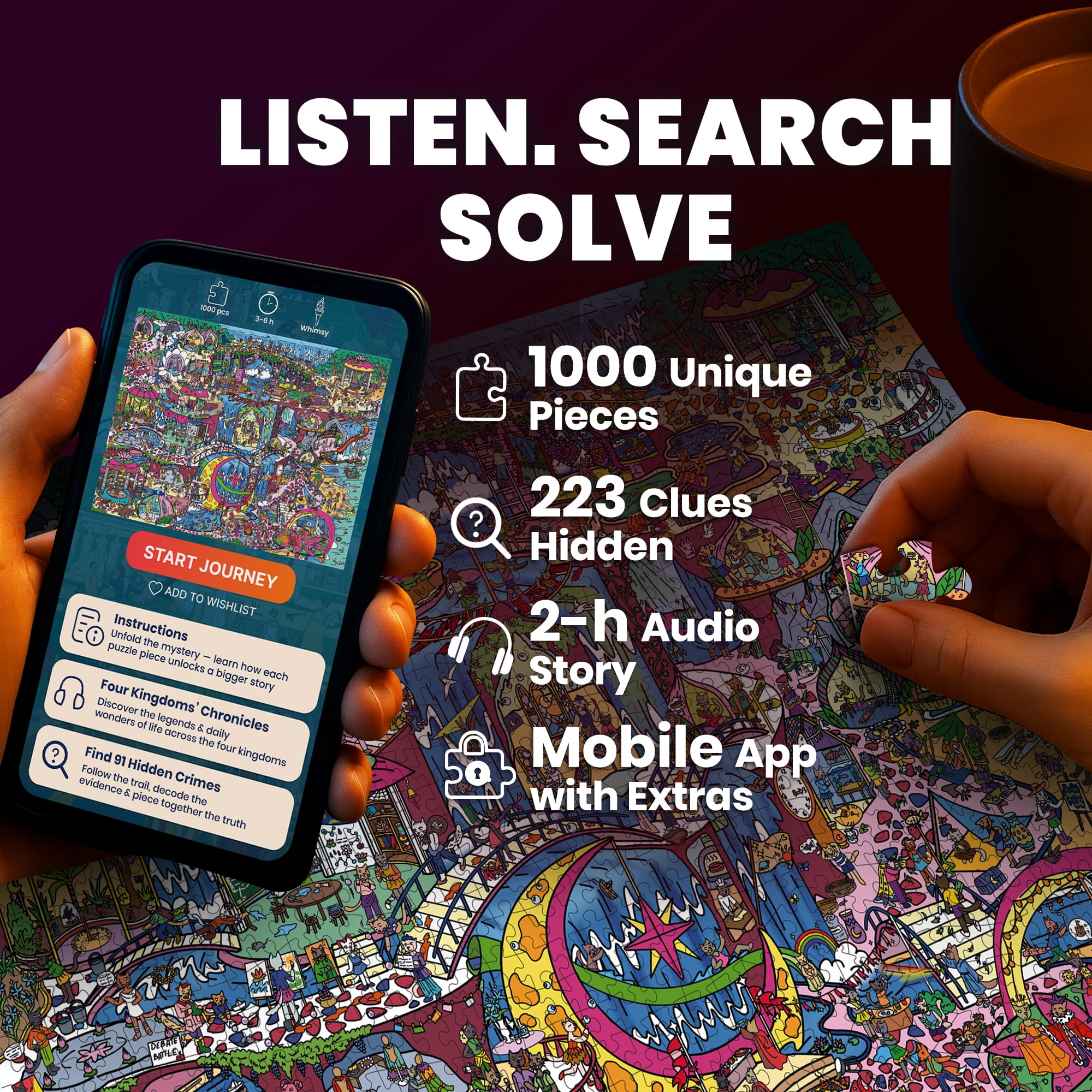 Quokka 1000 Piece Puzzle for Adults -  Adult Puzzles with 223 Hidden Secrets and Engaging Audio Story