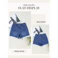 thumbnail image 4 of Pantalones cortos Dokotoo a la moda para mujer, elásticos, de cintura alta, azul, 4 of 6