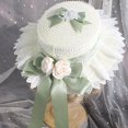 thumbnail image 3 of Burgundy Bow Flower Sombrero de paja elegante, gorro de niña Mori, sombrero de encaje con lazo, flores, sombrero de Lolita, 3 of 4