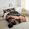 thumbnail image 5 of Castle Fairy Abstract Marble 3 Pieces Queen Comforter Set,Stone Pattern Ultra Soft Bedding Sets,Gold Metallic Bedding Comforter Set,Microfiber Watercolor Bedroom Decor,Reversible, 5 of 8