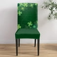 thumbnail image 4 of St Patrick Dining Room Chair Covers Stretch Parsons Chair Slipcovers Set of 4&nbsp; Shamrocks on Green Wood Board Removable Seat Chair Cover Protector for Kitchen/Hotel/Wedding, 4 of 6