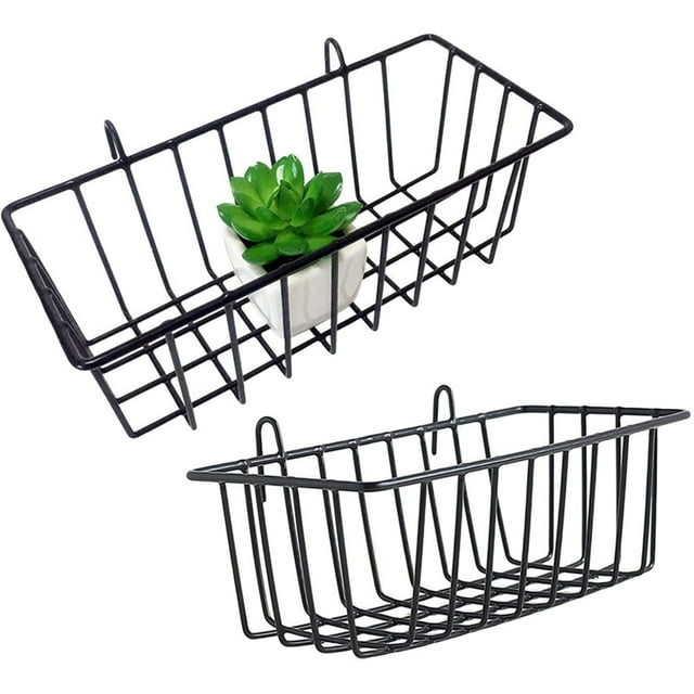 Panneau Mural Panier Étagère de Rangement 9.2"x3.9"x3.1" Lot de 2 (Noir)