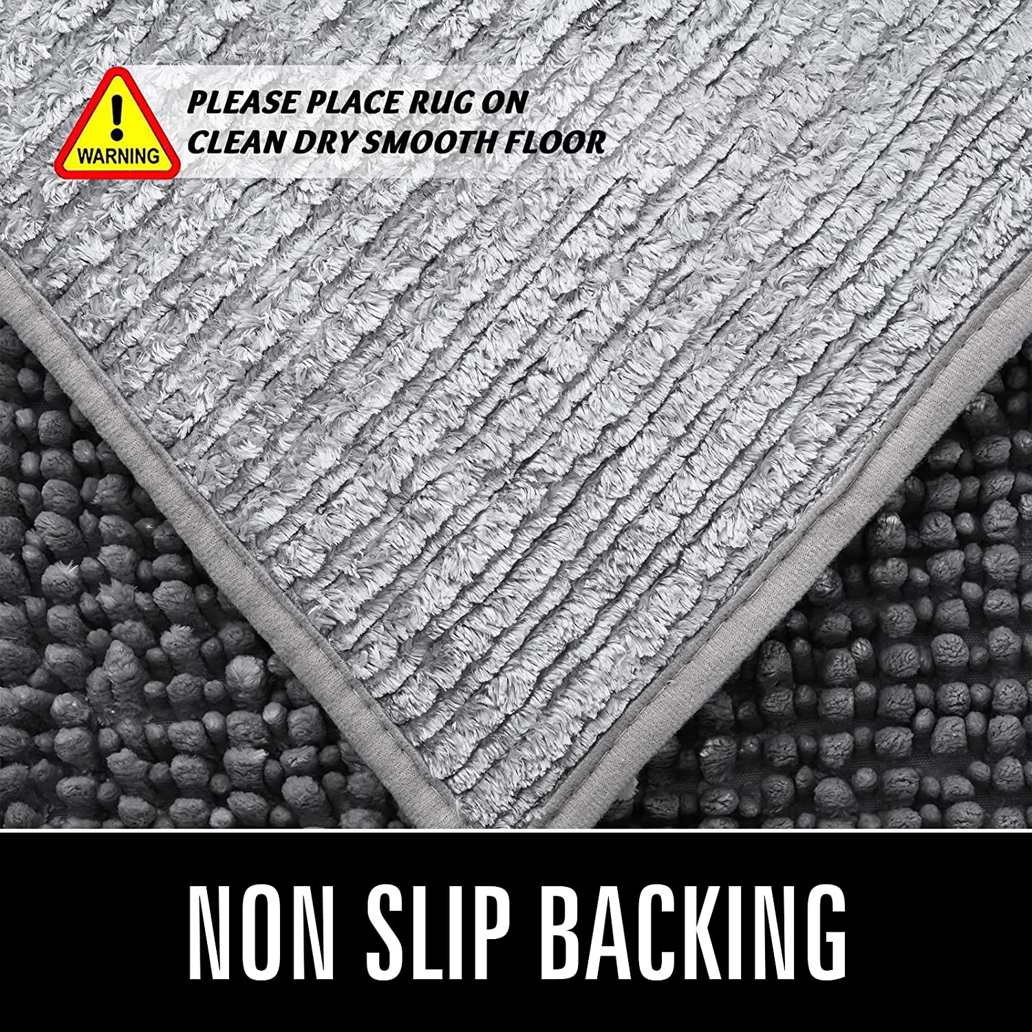 Softlife Luxury Non-Slip Shaggy Bath Mat, 24" x 60", Gray photo 2