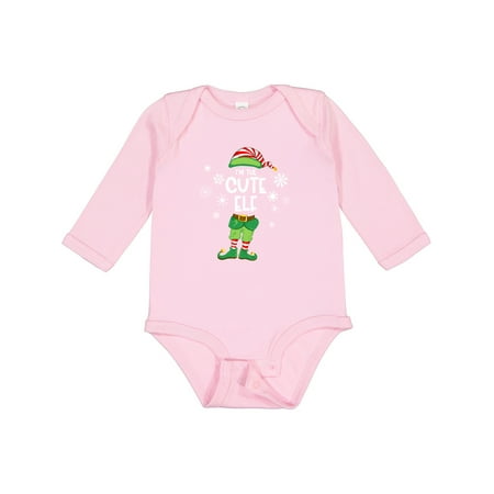

Inktastic Funny Christmas I m the Cute Elf with Shoes and Hat Gift Baby Boy or Baby Girl Long Sleeve Bodysuit
