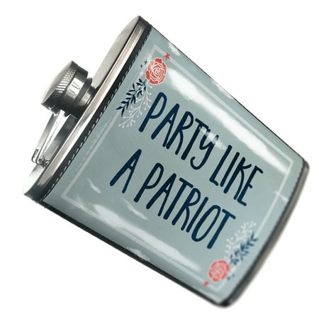 

NEONBLOND Flask Party Like a Patriot Fourth of July Roses and Stars