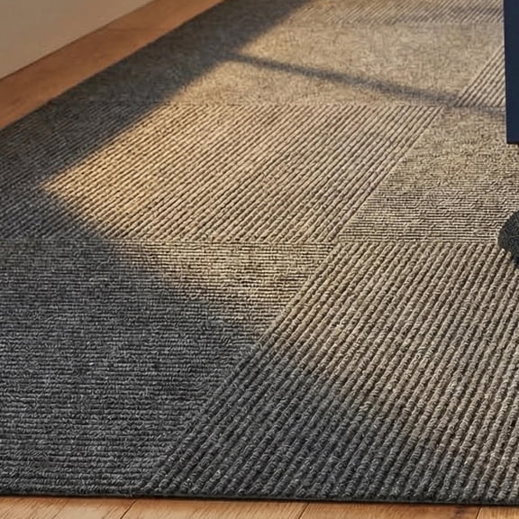 RENACLIPY 10Pcs Fire Retardant Peel and Stick Carpet Tiles Dark Grey for Office and Home