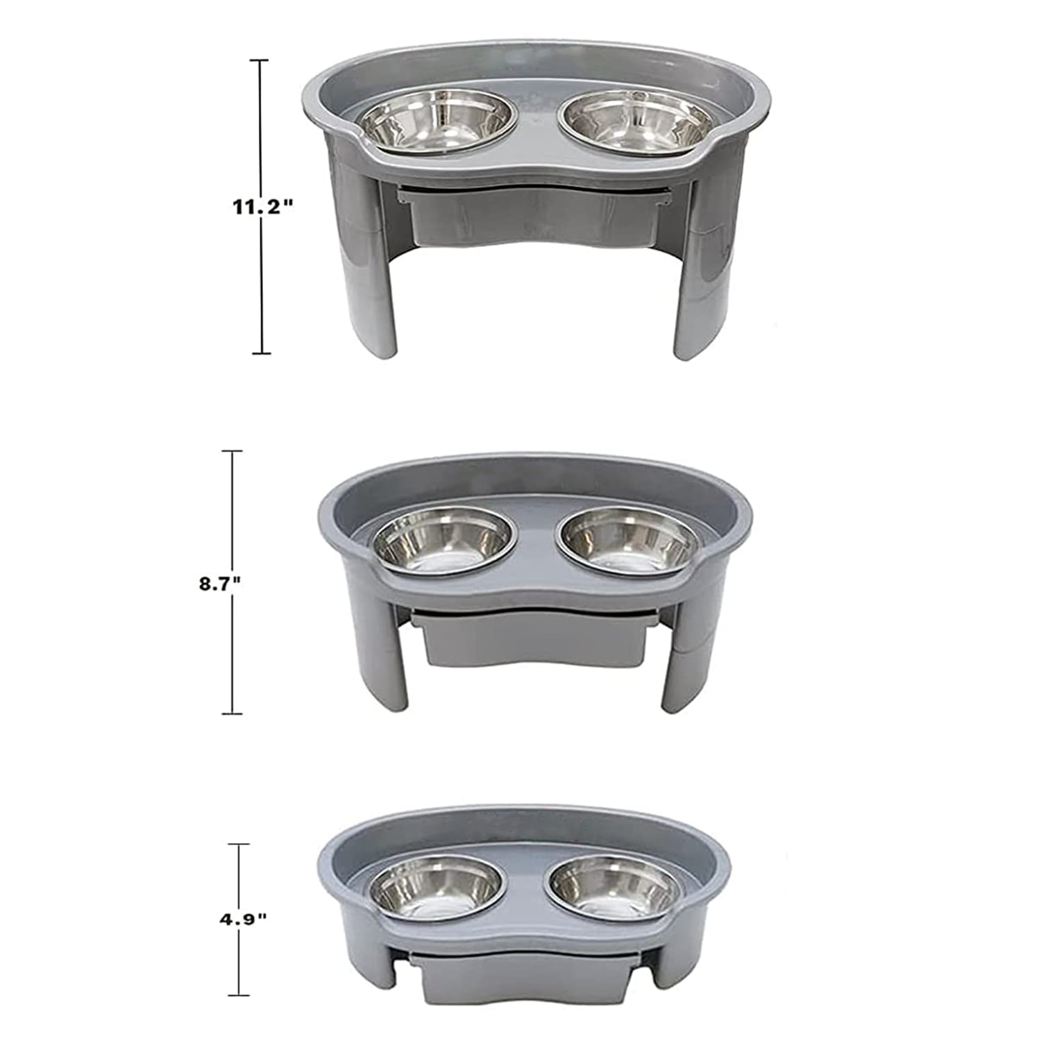Elevated Dog Bowls, 3 Height Adjustable Raised Dog Bowl Stand with 2  Stainless Steel 44oz Food Water Bowl & Slow Feeder, Non-Slip Dog Dish  Adjusts to