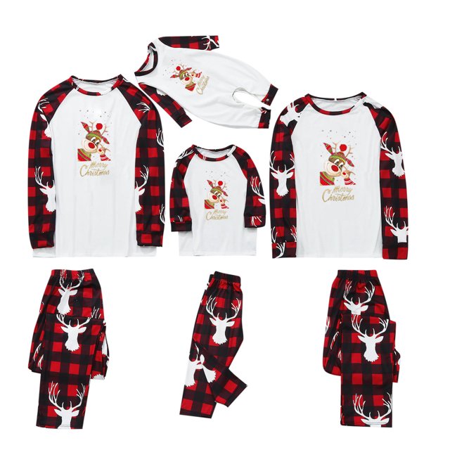 Pijamas de Navidad Para La Familia Trajes A Juego Hombres Papá Impreso Blusa Tops + Conjunto de Pantalones Odeerbi ODB190408