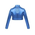 thumbnail image 2 of CHICTRY Kids Girls Long Sleeves Glossy Crop Top for Dancing Performance,Sizes 6-14, 2 of 5