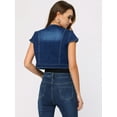 thumbnail image 4 of DARING DIVA Women's Crop Denim Cardigan Cap Sleeve Jean Jacket XS Drak Blue, 4 of 5