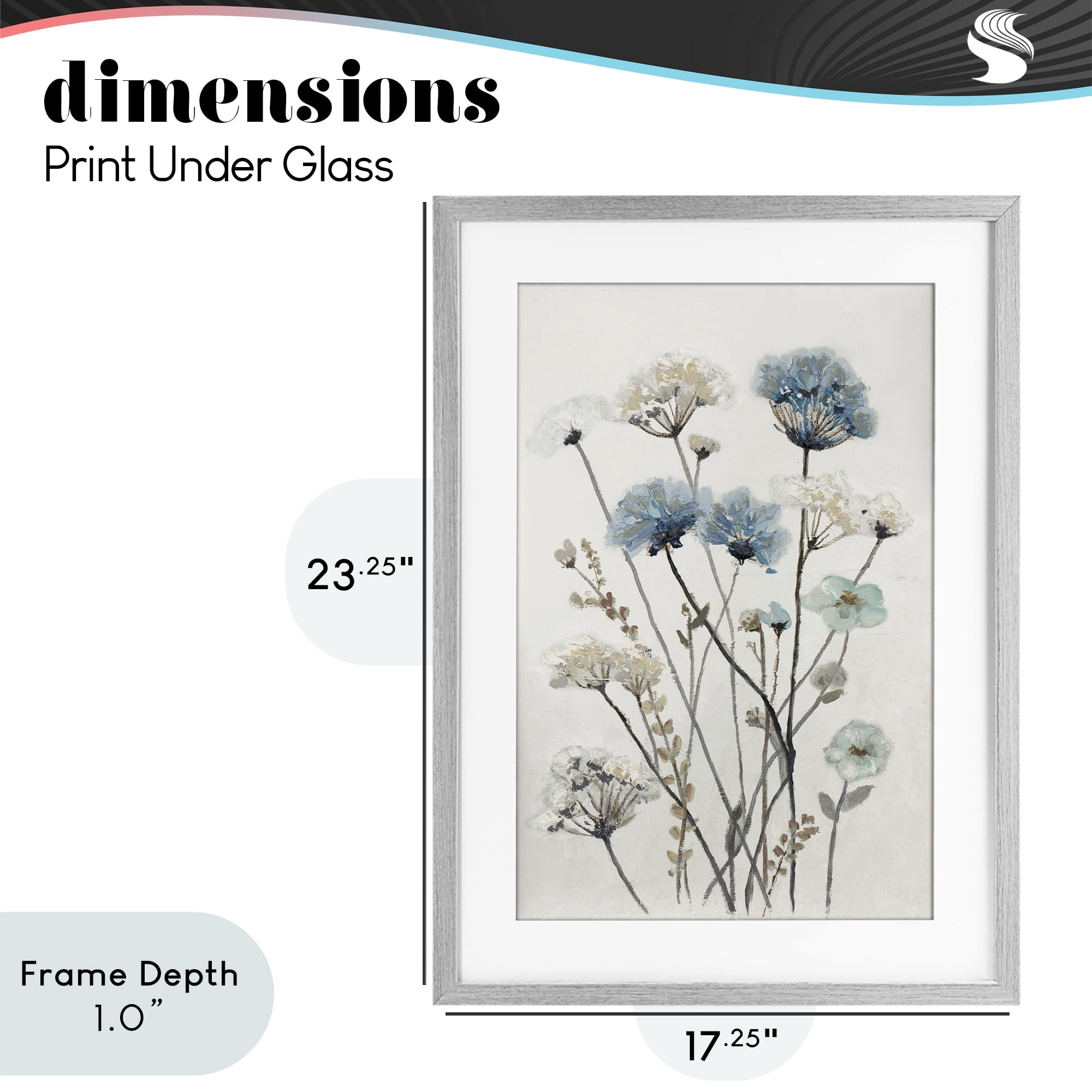 Stupell Industries Blue & Beige Garden Gray Framed Print Under Glass, design by Patricia Pinto