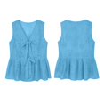 thumbnail image 4 of Tsesme Women's Front Tie Tank Tops, Eyelet Embroidered V Neck Shirts, Sleeveless Ruffled Hem Summer Vacation Blouses XL, 4 of 8