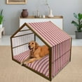 thumbnail image 2 of Colorful Pet House, Vertical Lines with Torn Paper Effect Tropical Colors Striped Pattern Summer Time, Outdoor & Indoor Portable Dog Kennel with Pillow and Cover, 5 Sizes, Multicolor, by Ambesonne, 2 of 4