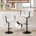 thumbnail image 4 of Daluvenix Bar Stools Set of 2, PU Leather Adjustable Swivel Barstools, Hydraulic Counter Height Bar Chairs with Armrest Back for Kitchen Island, White, 4 of 9