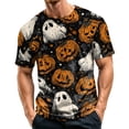 thumbnail image 3 of Mens Halloween Shirts Short Sleeve Crew Neck Pumpkin Bat Pullovers Causal Loose Funny Tees, L, 3 of 7
