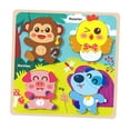 thumbnail image 4 of Rompecabezas de animales de madera, actividades de aprendizaje con 4 animales, tablero de rompecabezas, juguete artesanal de madera, reconocimiento Hugo Rompecabezas, 4 of 10