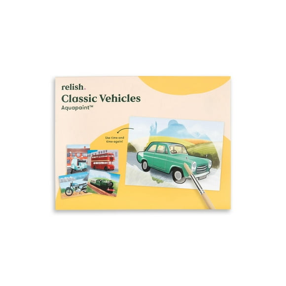 Relish Classic Vehicles Aquapaints - Pack of 5 Reusable Water Painting Alzheimerâs & Dementia Activities, Products & Aids for Elderly