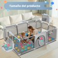 thumbnail image 2 of Corral de Juegos para Bebe, 182x122x64cm, Corralito para Bebe con 10 Pelotas Oce&aacute;nicas, Aro de Baloncesto, 3 Anillos de Tracci&oacute;n, Corralito Bebe para Juegos y Actividades, F&, 2 of 9