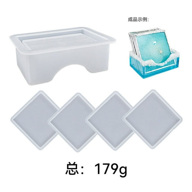 Moules en Silicone pour sous-Verres avec Boîte de Rangement 4 Styles Moule Léger Réutilisable pour Bricolage Art Artisanat Tapis pour Tasses