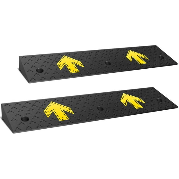 DNA Motoring Cars/Motorcycles/Wheelchair 3" Rise Rubber Arrow Loading Threshold Curb Ramp 2Pc