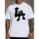 thumbnail image 1 of Camiseta de manga corta con cuello redondo y estampado del alfabeto de Los Ángeles. Camiseta informal de verano para hombre. Prenda elegante para exteriores con diseño de colores en contraste. Para ad, 1 of 6