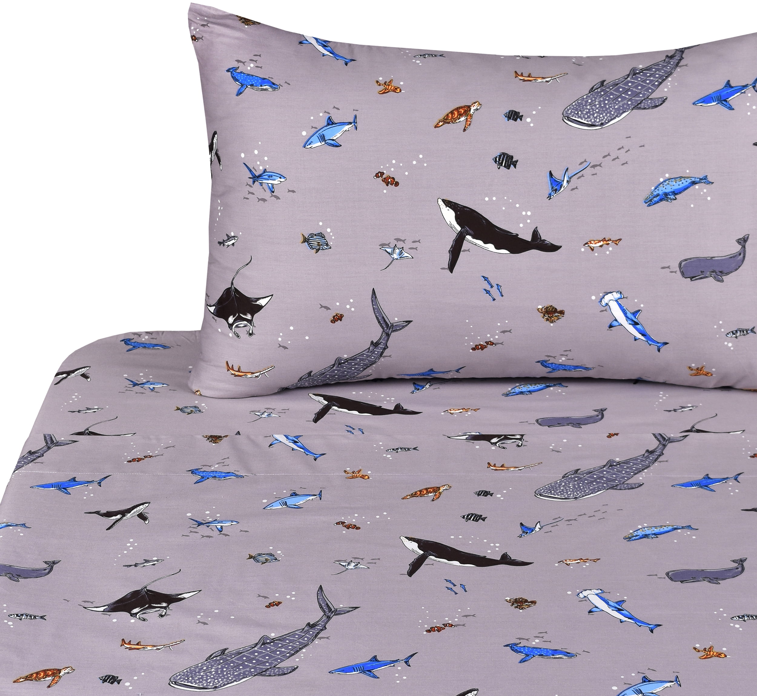 Details about   Max Studio Kid Shark TWIN Sheet Set Novelty Ocean Fish Red Green 100% Cotton NEW 