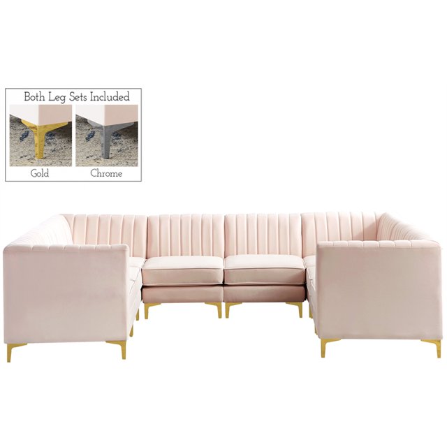 Meridian Furniture Alina Sectionnel Modulaire en Velours Rose