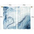 thumbnail image 2 of Marble Kitchen Curtains 40 inch Length, Blue Short Curtains for Small Window Cafe Store Bathroom Living Room, Modern Abstract Rod Pocket Drapes, 2 Panels, 28x40, 2 of 6
