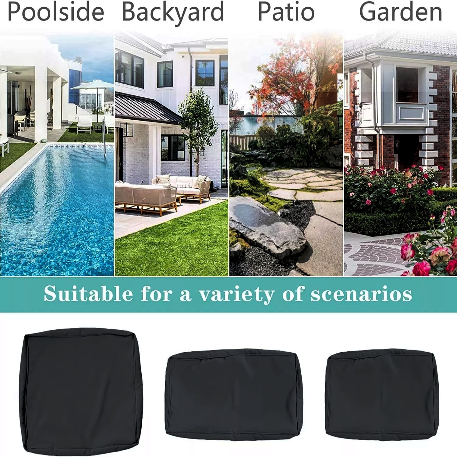 FKS LIFE Outdoor Cushion Slipcovers 25.6x25.6x3.9 inches Patio Cushion Covers Splash Proof Water with Zipper Furniture Cushion Cover