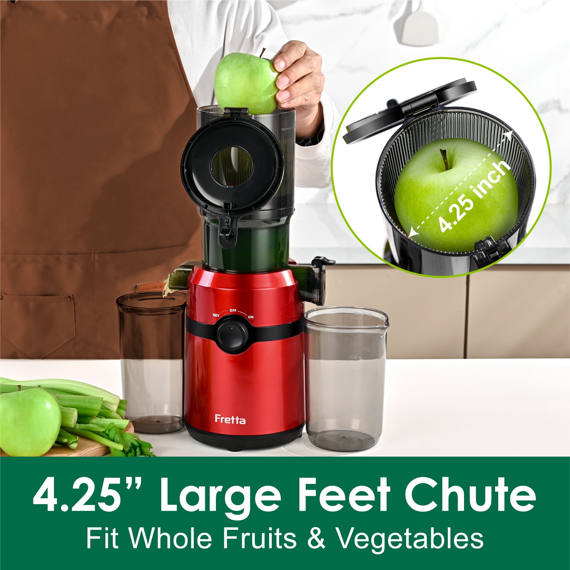 Fretta Slow Masticating Juicer Machines with 4.25