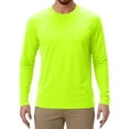 thumbnail image 2 of Domuza Mens Rash Guard Sun Protection Long Sleeve Swim Shirt Lightweight Comfort Crew Neck Top Athletic Gym Pullover for Fishing Running Fluorescent Green XXL, 2 of 7