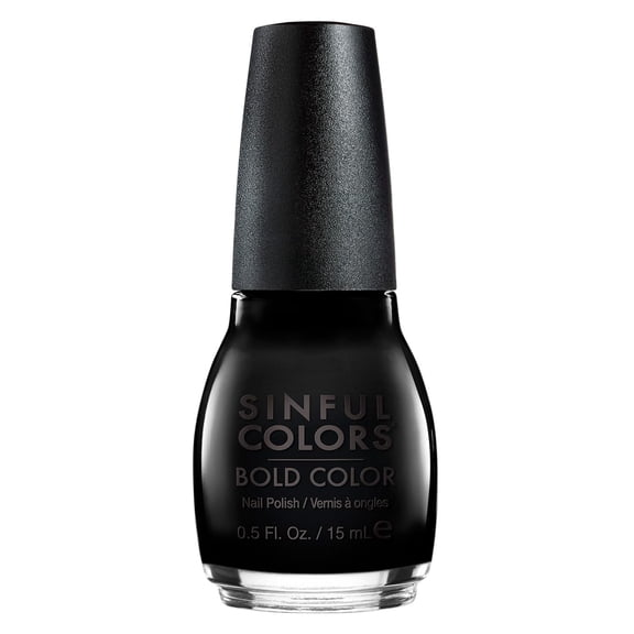 Sinful Colors Professional Nail Enamel, Black On Black 0.50 oz (Pack of 4)