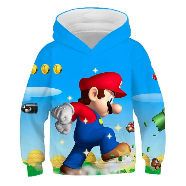 Mario Chandail à Capuchon, Chandail à Capuchon Décontracté pour Garçons et Filles, Sweat Imprimé 3D