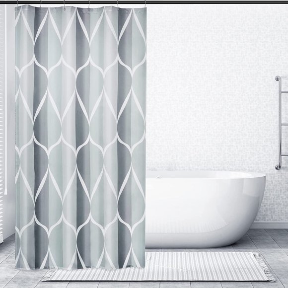 Grey Stall Small Fabric Shower Curtain, Waterproof Design and Polyester, Quick-Drying, Weighted Hem, Short Shower Curtains Set for Bathroom W 36 x H 72, Durable and Washable with 8 Hooks