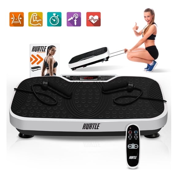 Plataforma de Vibración Hurtle Fitness, Máquina de Ejercicio para Casa, Entrenador de Pérdida de Peso Rápida, con Bandas de Resistencia, Ruedas, Velocidad Ajustable y Control Remoto