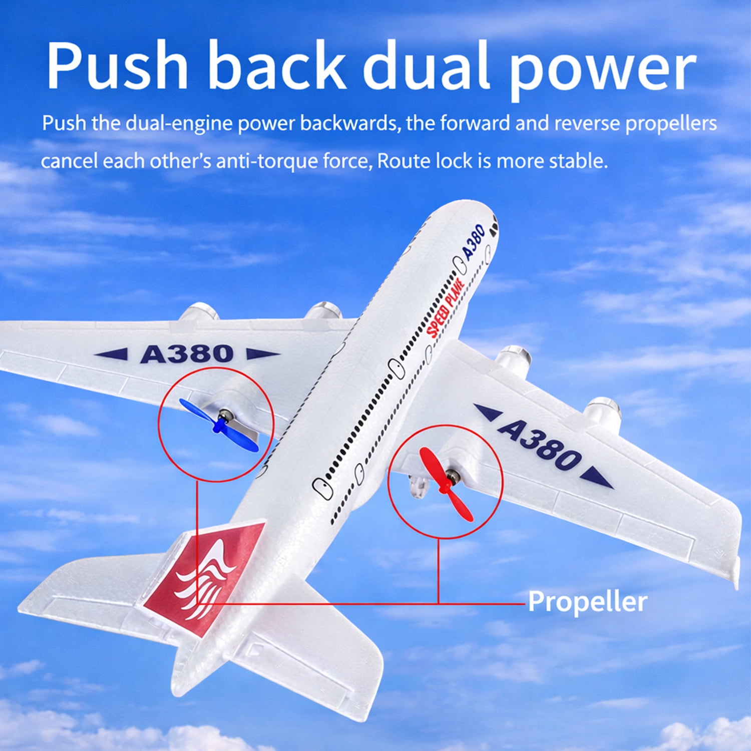 Remote Control Airplane A380 RC Plane 2.4GHz 2.5CH Foam Glider, Easy to Fly Beginner Aircraft Toy for Kids Adults