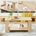 thumbnail image 6 of 2-Tier Coffee Table with Open Shelf, Wooden Texture Center Table with Rounded Edge, Rectangular Side Table for Small Space, Living Room, Apartment, Natural Wood, 6 of 9