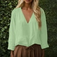 thumbnail image 2 of Trendy Tops for Women Casual Long Sleeve Solid Color V Neck Loose Shirt Blouses for Women, 2 of 8