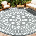 thumbnail image 1 of SHIQI-8Ft Round Outdoor Rug for Patios Clearance Reversible Mat Plastic Straw Patio Rugs Lightweight RV Camping Mat Circle Outside Area Rug Carpet for Balcony Deck Backyard Trailer Picnic BBQ,Grey, 1 of 4