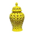 thumbnail image 3 of tarro de jengibre Cerámica Tallada Enrejado Jengibre Tarro Tarro De Almacenamiento Florero Sala De Estar Decoración Elegante Amarillo Tamaño L, 3 of 9