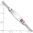 thumbnail image 3 of 14K White Gold Wg Medical Soft Diamond Shape Red Enamel Flat Curb Link Id Bracelet (8 X 7.5) Made In United States xm586fcw-8, 3 of 5