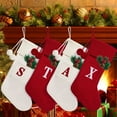 thumbnail image 3 of Christmas Knitted Stocking With Personalised Alphabet Letter Christmas Decorations For Home Initial White M, 3 of 9