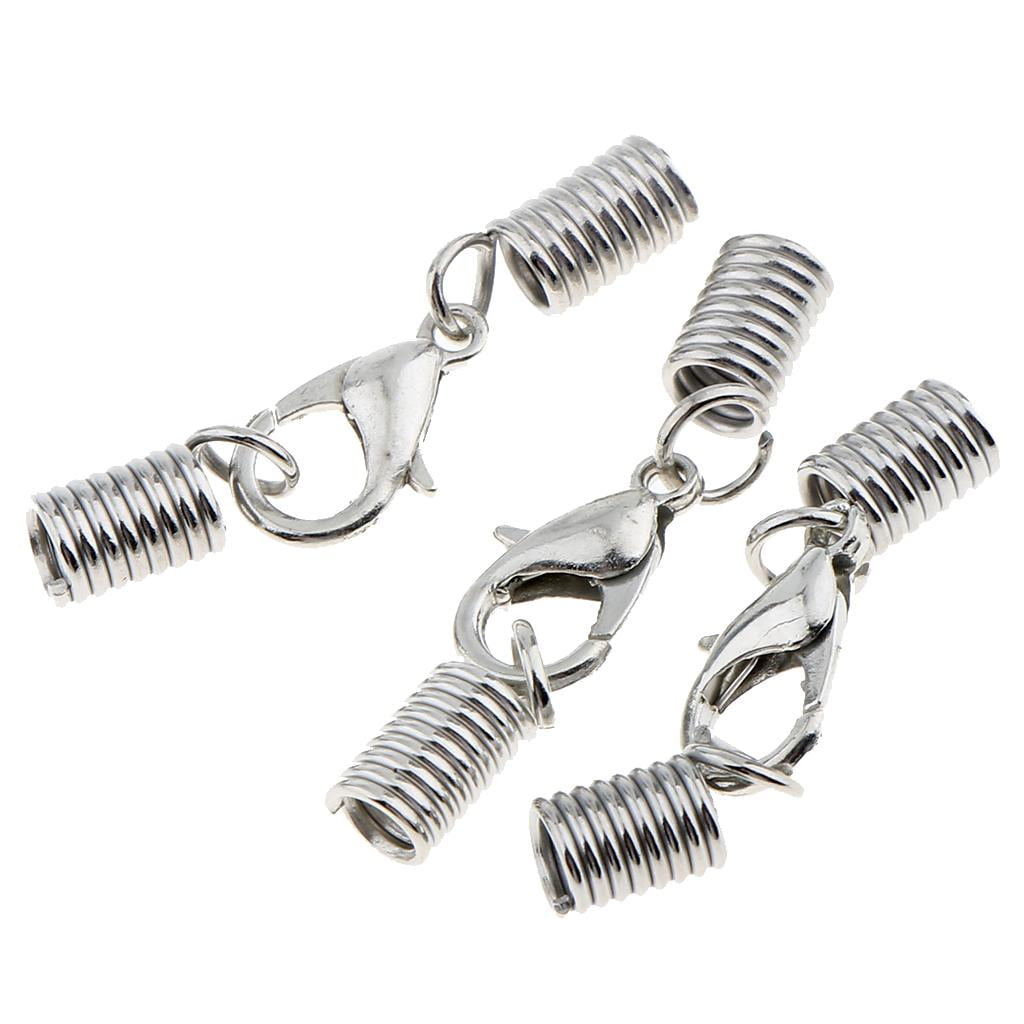 Milageto 4X 20 Pcs Lobster Claw Clasps Leather Spring Clasp Crimp Clip Ends Set - Silver