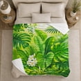 thumbnail image 5 of Tropical Palm Leaves with White Flowers and Lush Jungle Greenery, Botanical Rainforest Art for Plant Lovers, Birthday Gift, Soft Flannel Blanket for Bedroom, Fresh Home Decor, 5 of 9