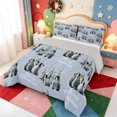 thumbnail image 2 of Manfei Happy Christmas Full Size Comforter Sets,Vintage Winter Snow Bedding Comforter Set,Light Gray Reversible,3 Pieces,1 Comforter and 2 Pillowcases, 2 of 7